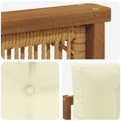 Canapé d’extérieur Bois d'Acacia Massif Naturel et Crème 628899628899