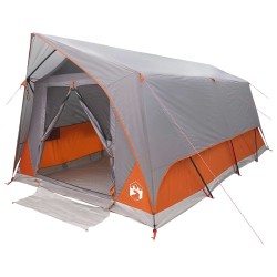 Tente tunnel Gris et orange 10 personnes Polyester et Acier 628905628905