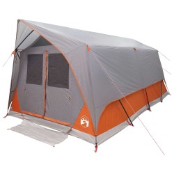 Tente tunnel Gris et orange 10 personnes Polyester et Acier 628905628905