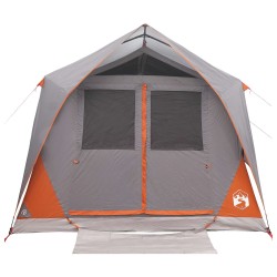 Tente tunnel Gris et orange 10 personnes Polyester et Acier 628905628905