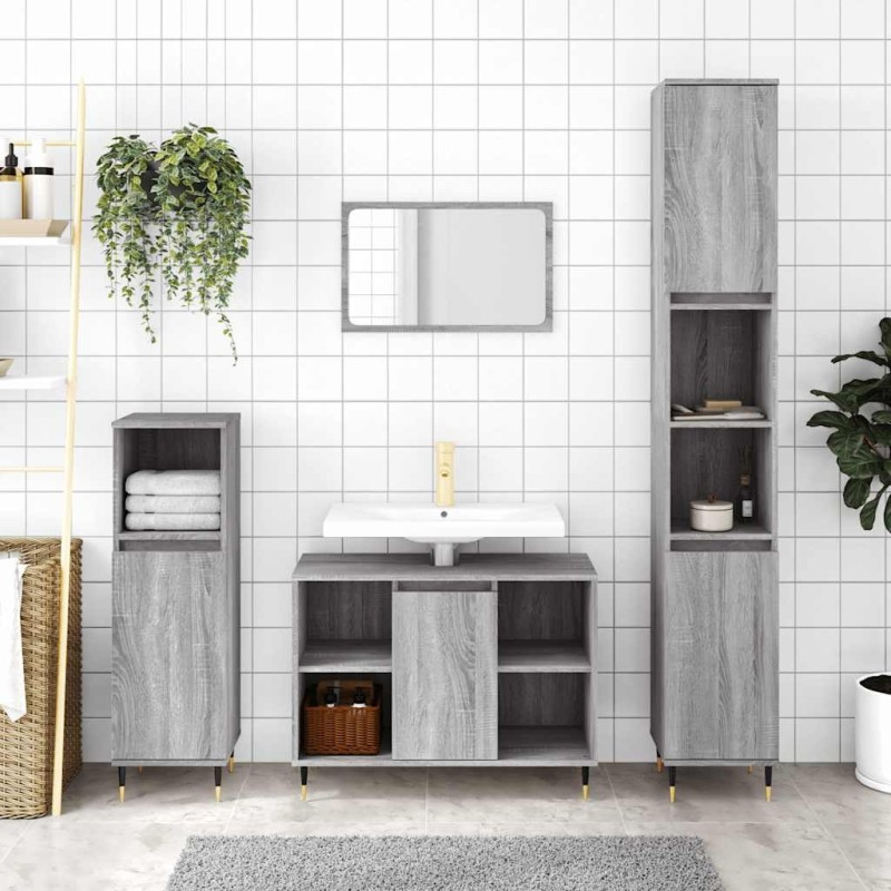 Armoire salle de bain sonoma gris 30x30x100 cm 628915628915