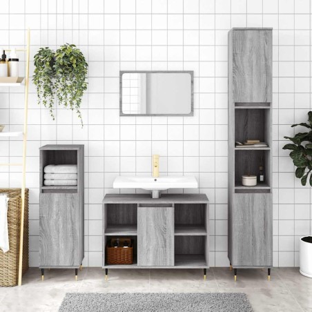Armoire salle de bain sonoma gris 30x30x100 cm 628915628915