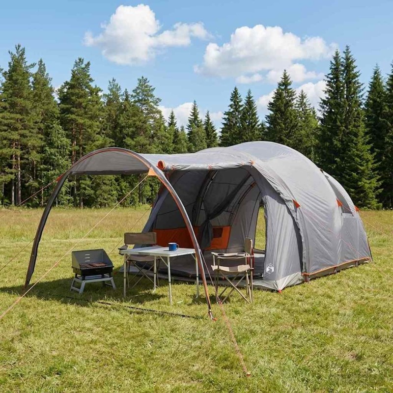Tente tunnel avec toit Gris et orange 370 x 275 x 210 cm 628927628927