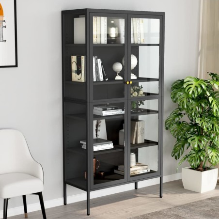 Vitrine d'exposition Anthracite 90x40x180 cm Acier/verre trempé 628933628933