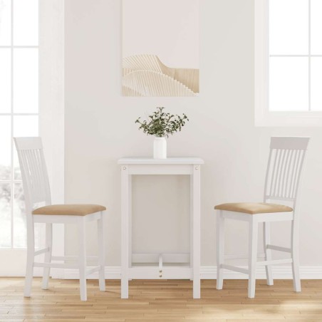 Tabourets de bar avec coussins (lot de 2) en bois massif blanc et caoutchouc 628936628936