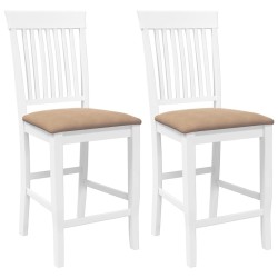 Tabourets de bar avec coussins (lot de 2) en bois massif blanc et caoutchouc 628936628936