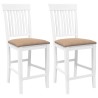 Tabourets de bar avec coussins (lot de 2) en bois massif blanc et caoutchouc 628936628936