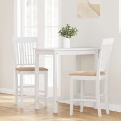 Tabourets de bar avec coussins (lot de 2) en bois massif blanc et caoutchouc 628936628936