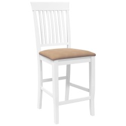 Tabourets de bar avec coussins (lot de 2) en bois massif blanc et caoutchouc 628936628936