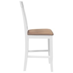 Tabourets de bar avec coussins (lot de 2) en bois massif blanc et caoutchouc 628936628936