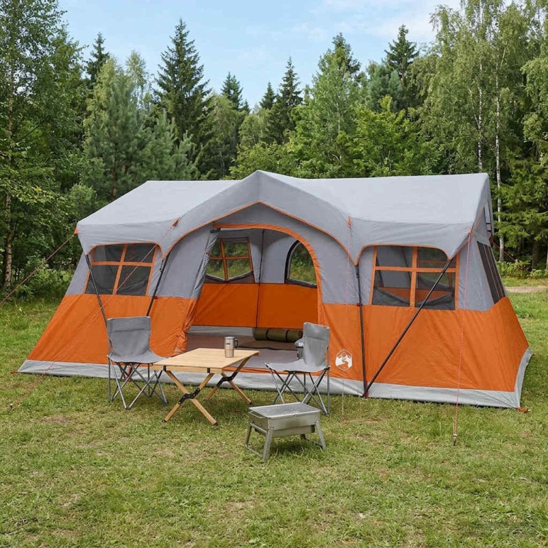 Tente familiale avec toit Gris et orange 487 x 340 x 216 cm 628937628937