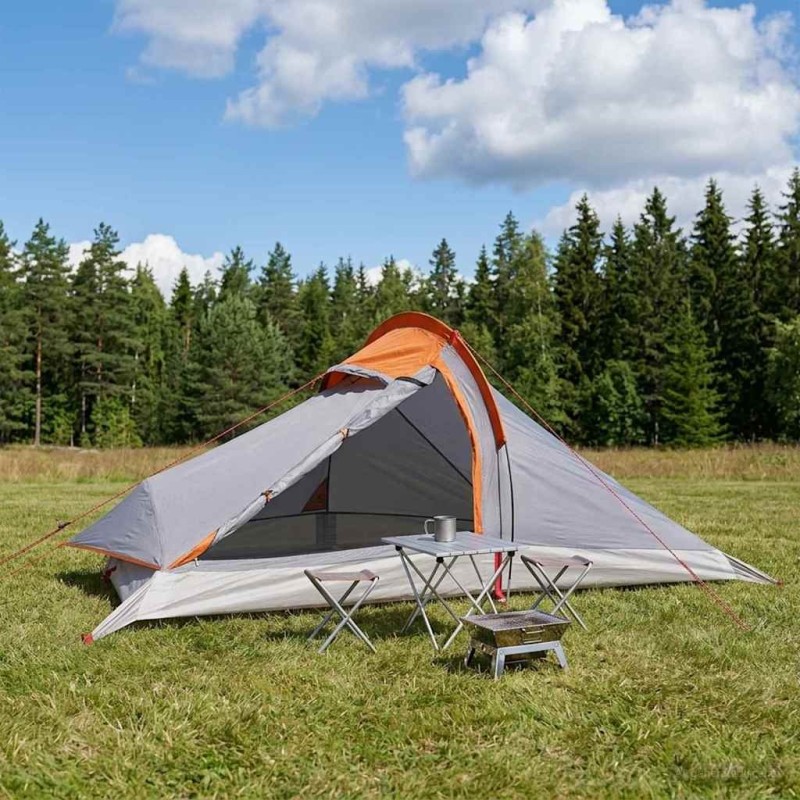 Tente de randonnée Gris et orange 4 personnes 628952628952