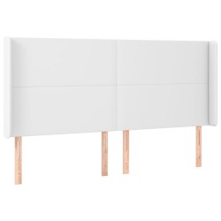 Tête de lit avec oreilles Blanc 203x23x118/128 cm Similicuir 628955628955