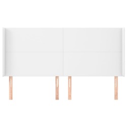 Tête de lit avec oreilles Blanc 203x23x118/128 cm Similicuir 628955628955