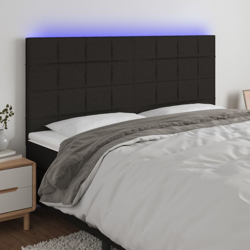 Tête de lit à LED Noir 180x5x118/128 cm Tissu 628957628957