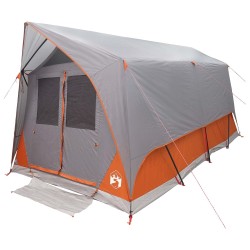 Tente tunnel Gris et orange 8 personnes Polyester et Acier 628961628961