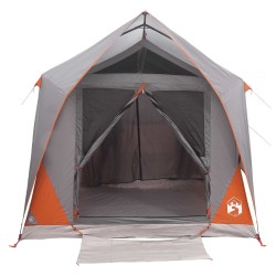 Tente tunnel Gris et orange 8 personnes Polyester et Acier 628961628961