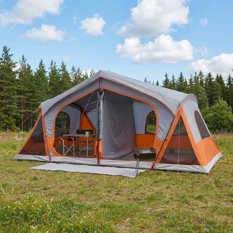 Tente Cabane avec toit Gris et orange 480 x 273 x 205 cm 628968628968