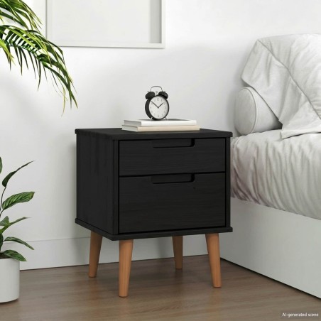 Table de chevet MOLDE Noir 40 x 35 x 48 cm Bois de pin massif 628977628977