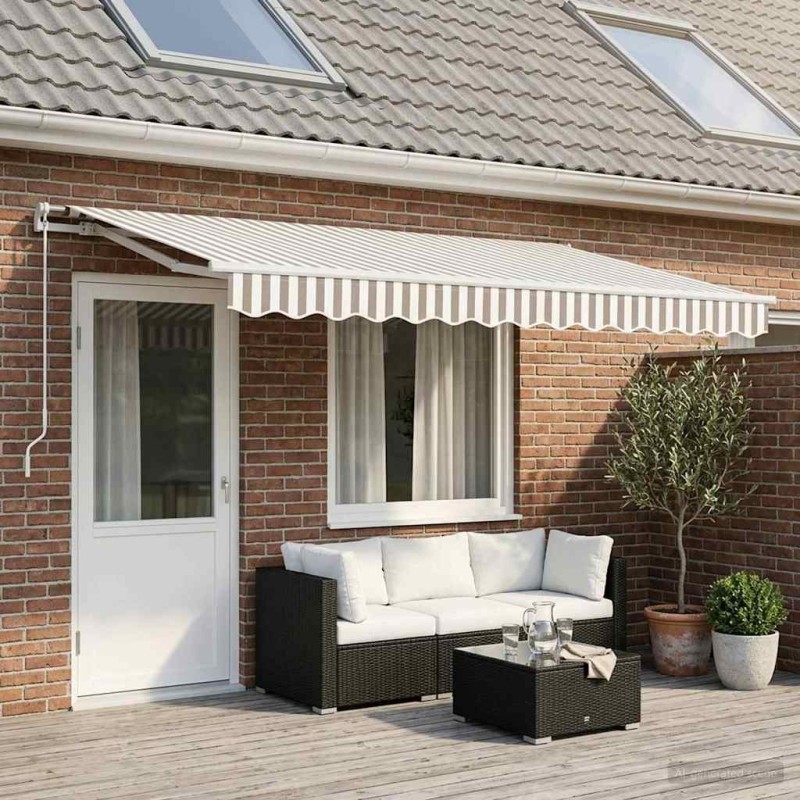 Toile de rechange pour auvent Gris clair et blanc 5 x 3 m 628981628981