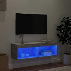 Meuble TV avec lumières LED gris béton 100x30x30 cm 629010629010