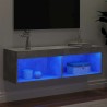 Meuble TV avec lumières LED gris béton 100x30x30 cm 629010629010