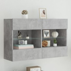 Meuble TV mural avec lumières LED gris béton 98,5x30x60,5 cm 629011629011