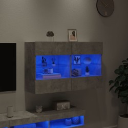 Meuble TV mural avec lumières LED gris béton 98,5x30x60,5 cm 629011629011