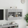 Meuble TV mural avec lumières LED gris béton 98,5x30x60,5 cm 629011629011