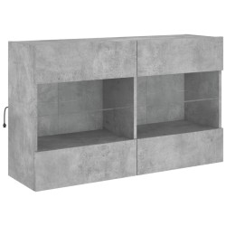 Meuble TV mural avec lumières LED gris béton 98,5x30x60,5 cm 629011629011