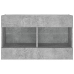 Meuble TV mural avec lumières LED gris béton 98,5x30x60,5 cm 629011629011