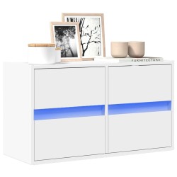 Meuble TV mural avec lumières LED blanc 80x31x45 cm 629017629017
