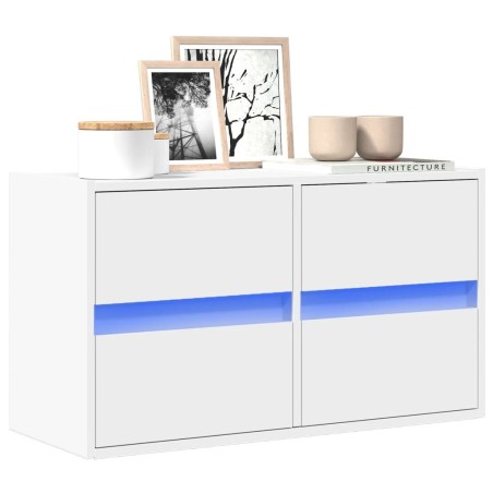Meuble TV mural avec lumières LED blanc 80x31x45 cm 629017629017