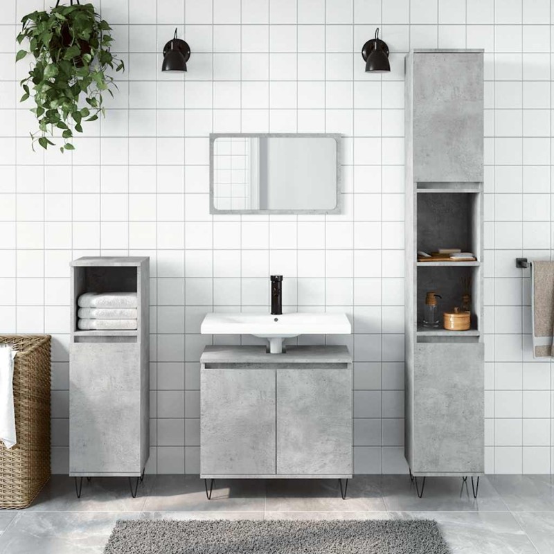 Armoire de bain gris béton 58x33x60 cm bois d'ingénierie 629040629040