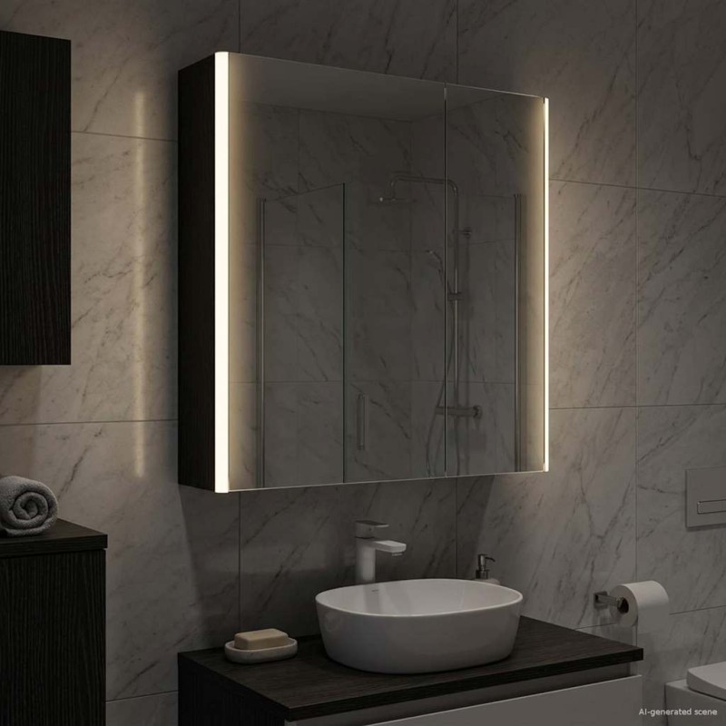 Armoire Miroir de Salle de Bain Chêne noir 63,5 x 15,5 x 70 cm 629043629043