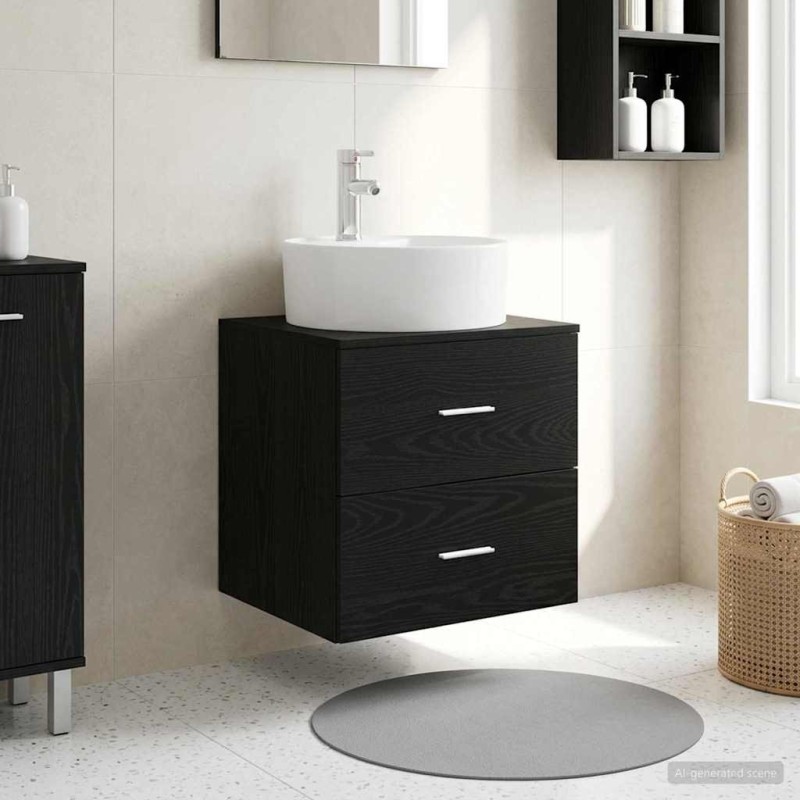 Vanité de lavabo mural Chêne noir 49,5 x 44,5 x 65 cm 629046629046