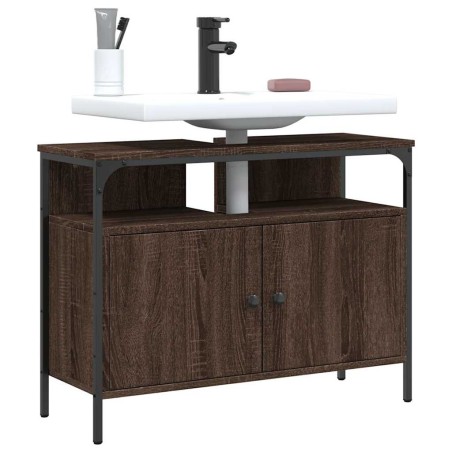 Armoire lavabo de salle de bain chêne marron 80x30x60 cm 629048629048