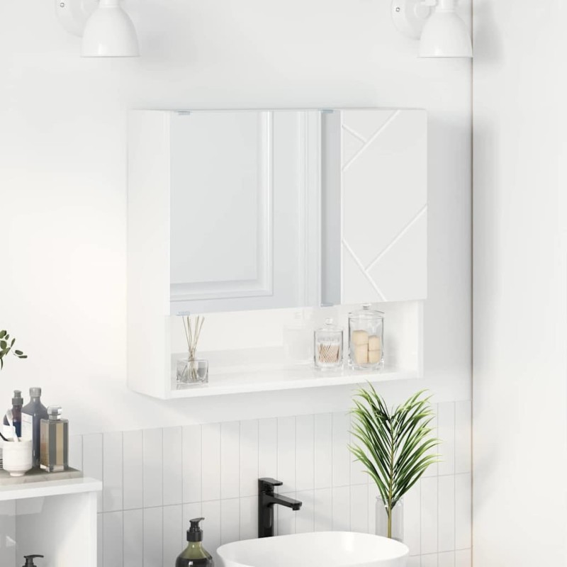 Armoire Miroir Blanc brillant 59 x 17 x 55 cm Bois d'ingénierie 629049629049