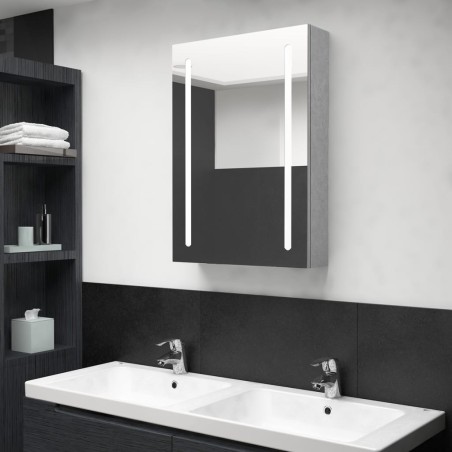 Armoire de salle de bain à miroir LED gris béton 50x13x70 cm 629062629062