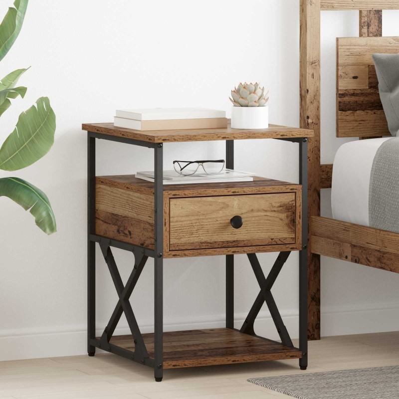 Cabinet de chevet avec tiroir 2 pcs Bois ancien 40 x 42 x 55 cm 629080629080