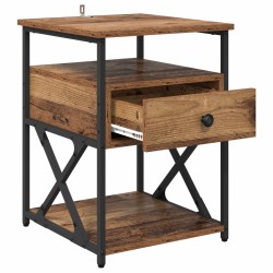 Cabinet de chevet avec tiroir 2 pcs Bois ancien 40 x 42 x 55 cm 629080629080