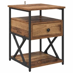Cabinet de chevet avec tiroir 2 pcs Bois ancien 40 x 42 x 55 cm 629080629080