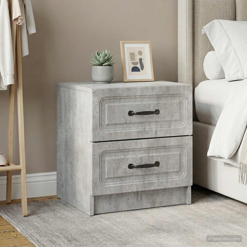 Cabinet de chevet 2 pcs Gris béton 43 x 34,5 x 44,5 cm 629090629090