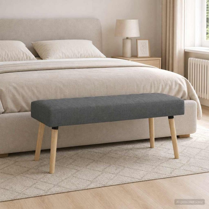 Banc capitonné canal Gris foncé 110 x 40 x 46 cm Tissu 629095629095