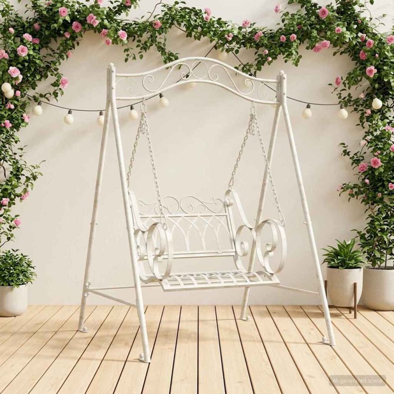 Banc Balançoire Acier 113 x 121,5 x 168 cm Blanc antique 629103629103