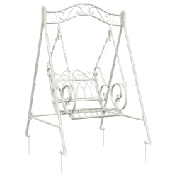Banc Balançoire Acier 113 x 121,5 x 168 cm Blanc antique 629103629103
