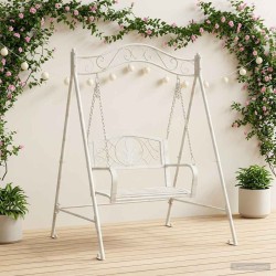 Banc Balançoire Acier 113 x 121,5 x 168 cm Blanc antique 629104629104
