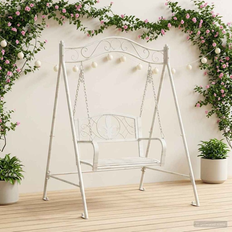 Banc Balançoire Acier 113 x 121,5 x 168 cm Blanc antique 629104629104