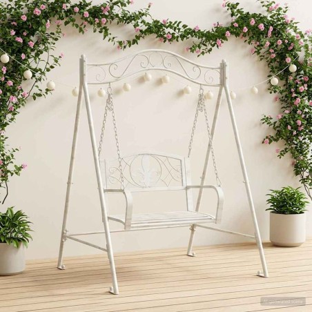 Banc Balançoire Acier 113 x 121,5 x 168 cm Blanc antique 629104629104