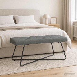 Banc avec capitonnage bouton Gris foncé 110 x 40 x 46 cm Tissu 629110629110